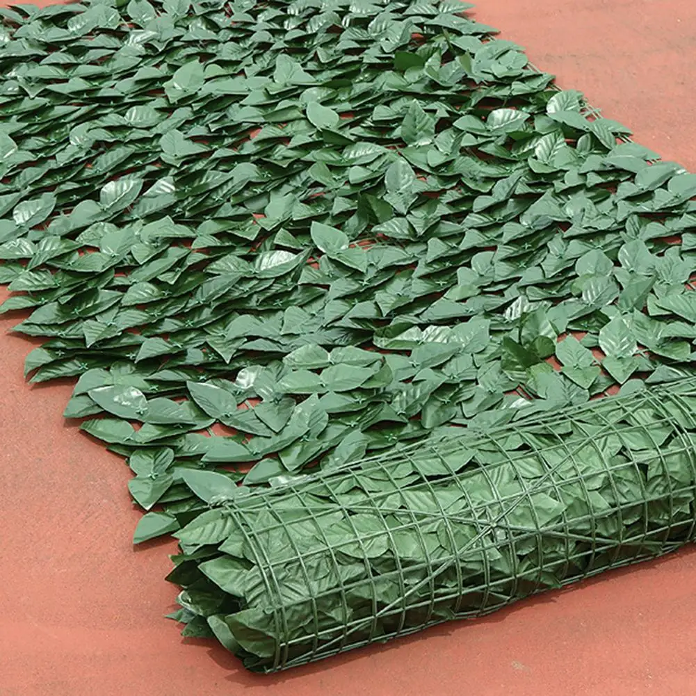 

2Pcs 25x50cm Decorative Green Simulation Artificial Hedge Fence Ivy Leaves for Garden Home Wedding Party Decoration