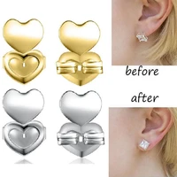 double love heart stud back earring lifters adjustable earring lifts ear lobe ster am2083