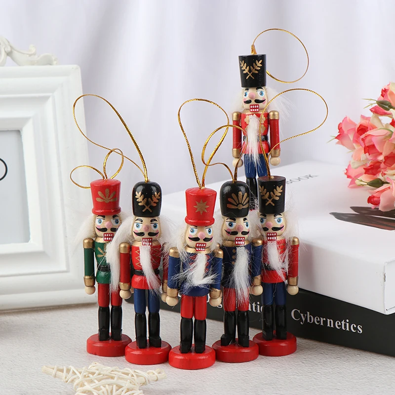 

2020 Year 10cm Wooden Nutcracker Doll Soldier Puppet Christmas Kids Gifts New Year Christmas Tree Pendant Ornaments Decoration