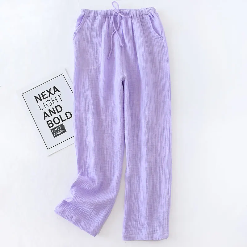 Повседневные штаны из 100% крепа и хлопка для пар мужские женские летние японские