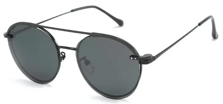 black gray 2 в 1 Солнцезащитные очки женские мужские модные магнитные украшения адсорбционные поляризованные очки для вождения круглые прозрачные линзы с солнцезащитными очками UV400 - Цвет линз: black gray
