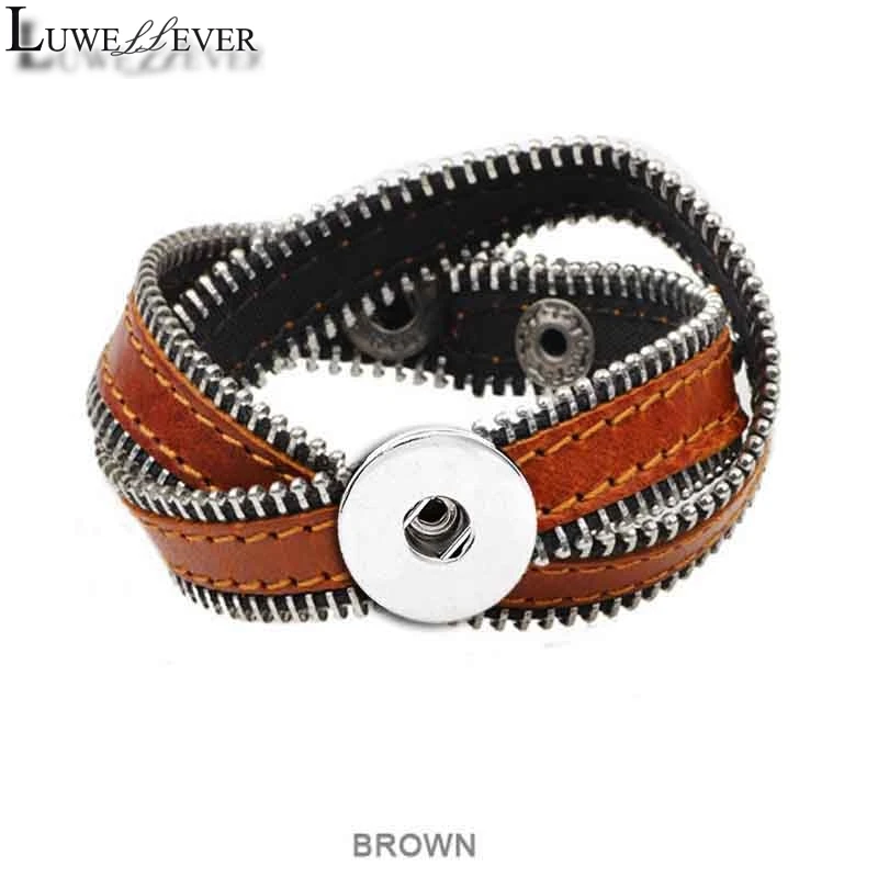 Браслет на молнии из 105 натуральной кожи в стиле ретро|charm jewelry|18mm snaps18mm snap button |