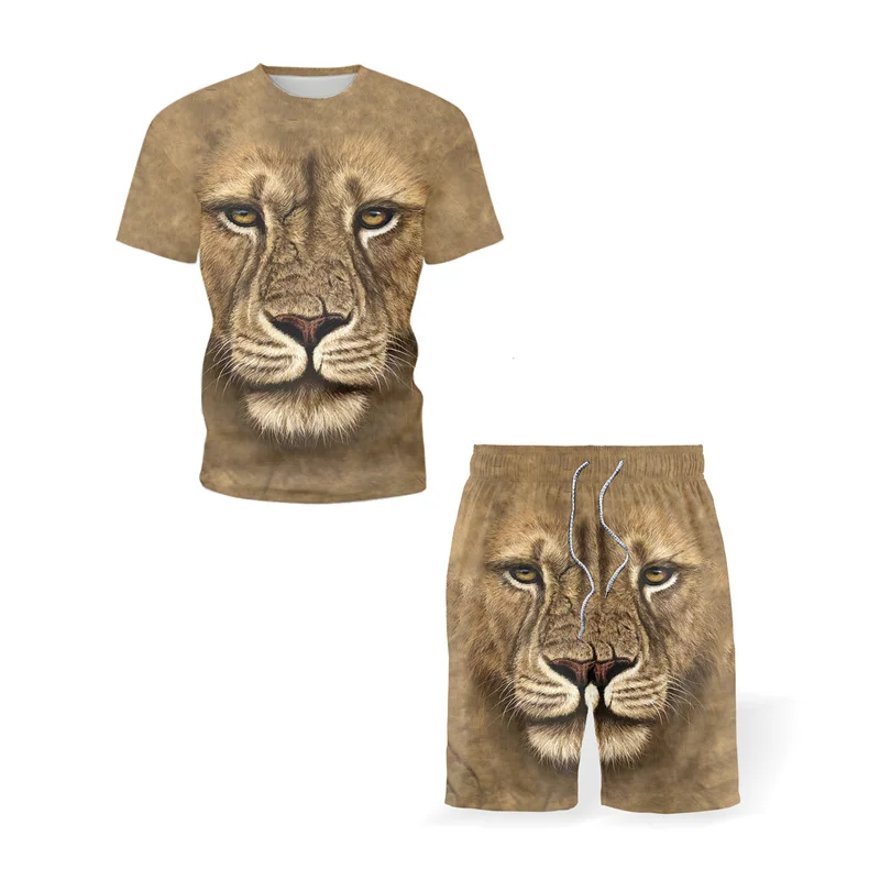 

Newly Launched 3D Realistic Animal Summer O-Neck Short-Sleeved T-Shirt/Shorts Men’s Youth Casual Oversized Sports Suit In 2021