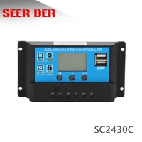solar charge controller 12v24v 102030a auto pwm 5v output solar panel battery controller regulator with dual usb lcd display