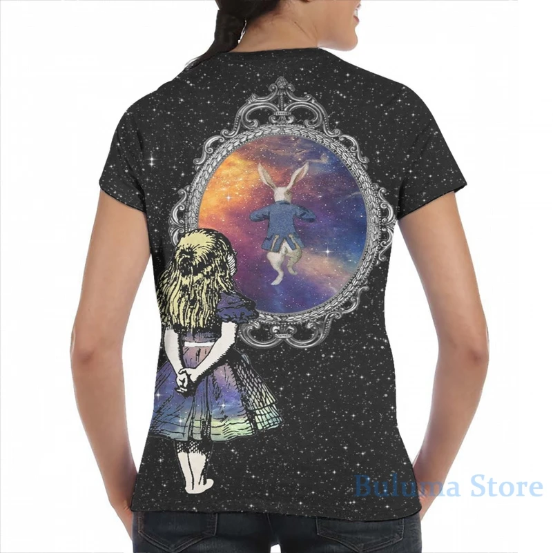 Следите за Белый Кролик Алиса в стране чудес для мужчин футболка женская целиком