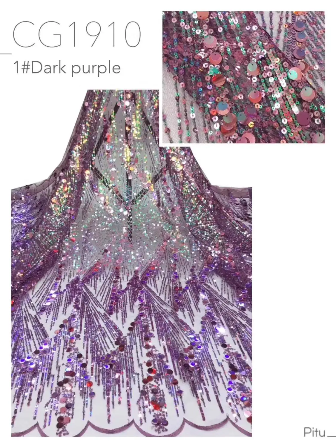 

New Fashion African Tulle Lace Fabric High Quality sequins lace Nigerian Lace Fabric For Wedding RFJA101