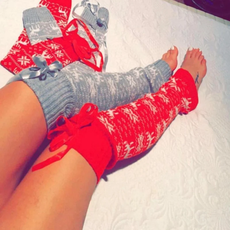 Helisopus рождественские вязаные гетры Зимние гольфы теплые модные милые для