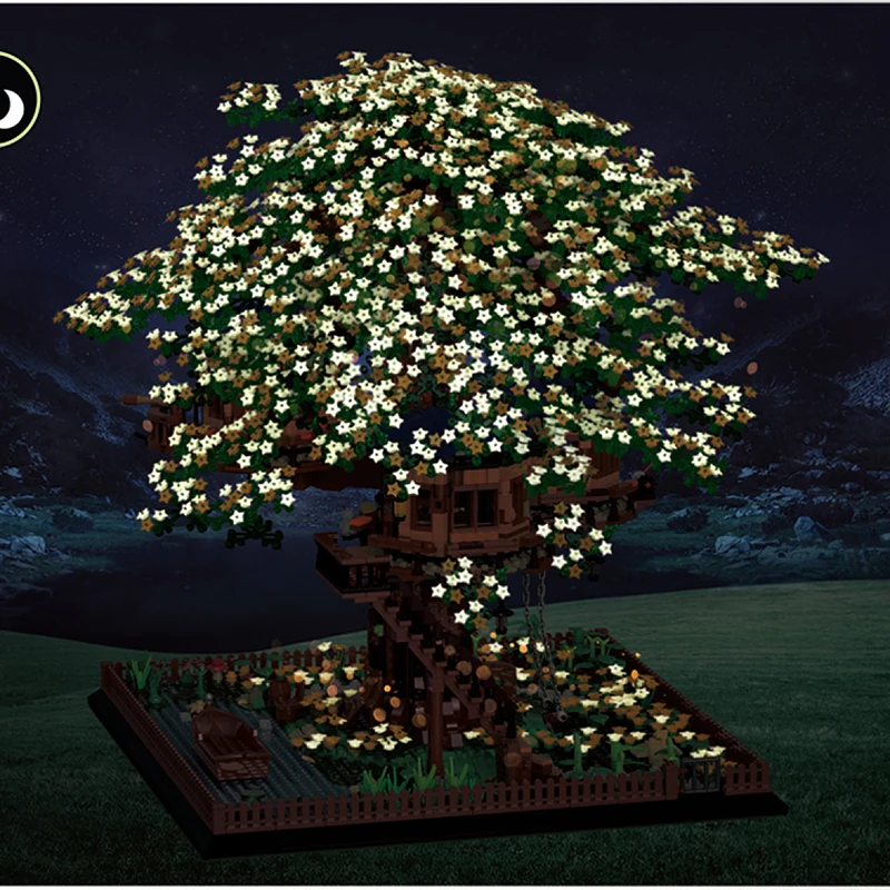 

Mailackers City Buildings Creator Expert Starry Luminous Tree House City Architecture Model Building Blocks Christmas Toys Gifts