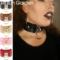 mg big o ring pendant punk night club choker for women girl fashion sexy faux leather collar choker party jewelry accessories