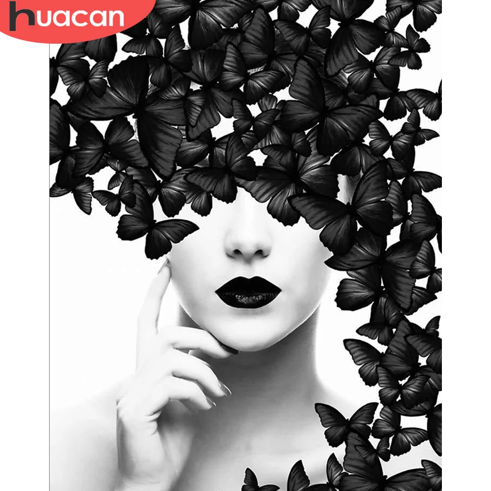 

HUACAN Picture By Numbers Girl Figure Unique Gift On Canvas Acrylic Oil Painting By Numbers Butterfly Wall Art