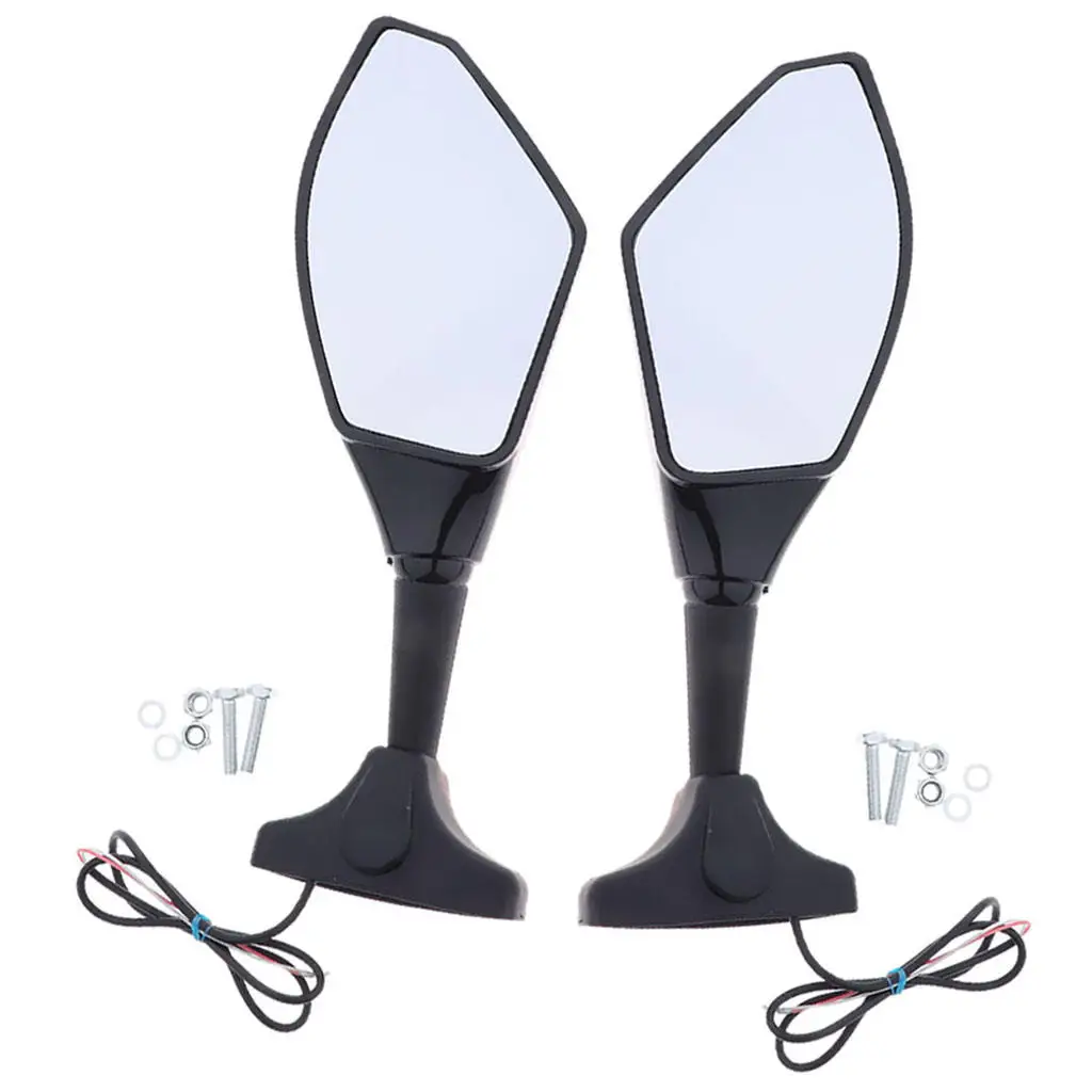 

2X Motorcycle LED Turn Signal Light Blinker Indicator Side Marker Integrated Black Racing Side Rear View Mirror for Honda