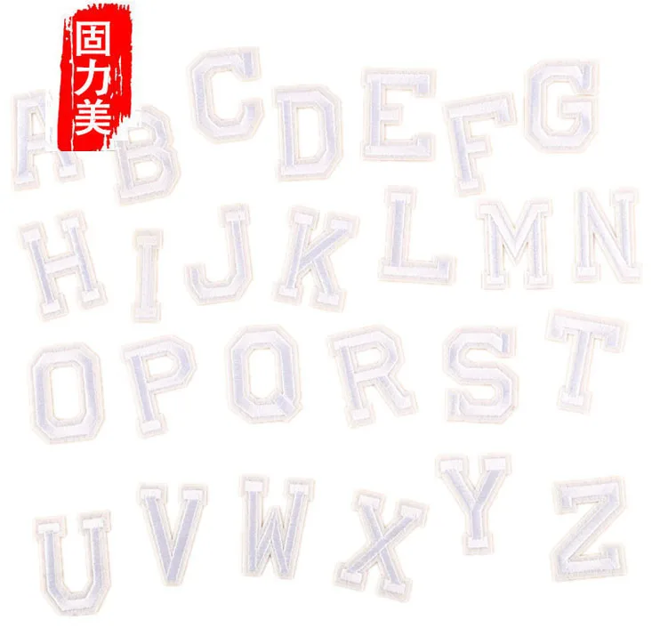 1set 26 pcs Black white red green yellow gold pink English letter A-Z ironing on patch | Дом и сад