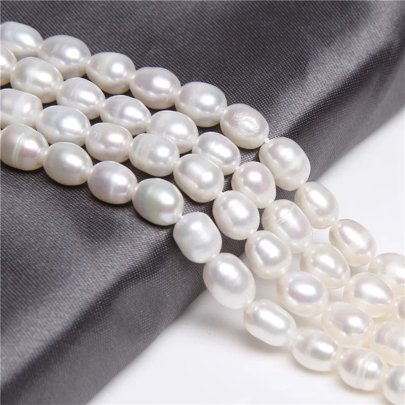 

Natural white potato rice Oval pearl beads Freshwater jewelry making DIY Bracelet Necklace Loose Cultured Pearls Beads 6mm pearl