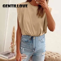 knitted sleeveless women t shirts o neck loose solid casual office lady basic skinny elegant tees mulit color off shoulder tops