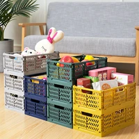 collapsible crate plastic folding storage box basket desktop cosmetic sundries organizer bread fruit toys food storage bin