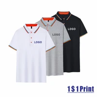 mens youthful vitality orange polo suit custom printing embroidery business casual polo work white collar short sleeve 4xl