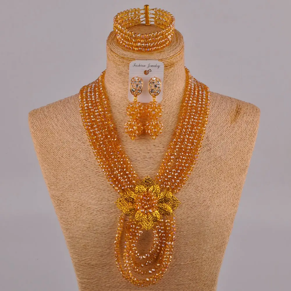 Черные нигерийские Свадебные африканские бусины Ювелирный Набор Кристалл