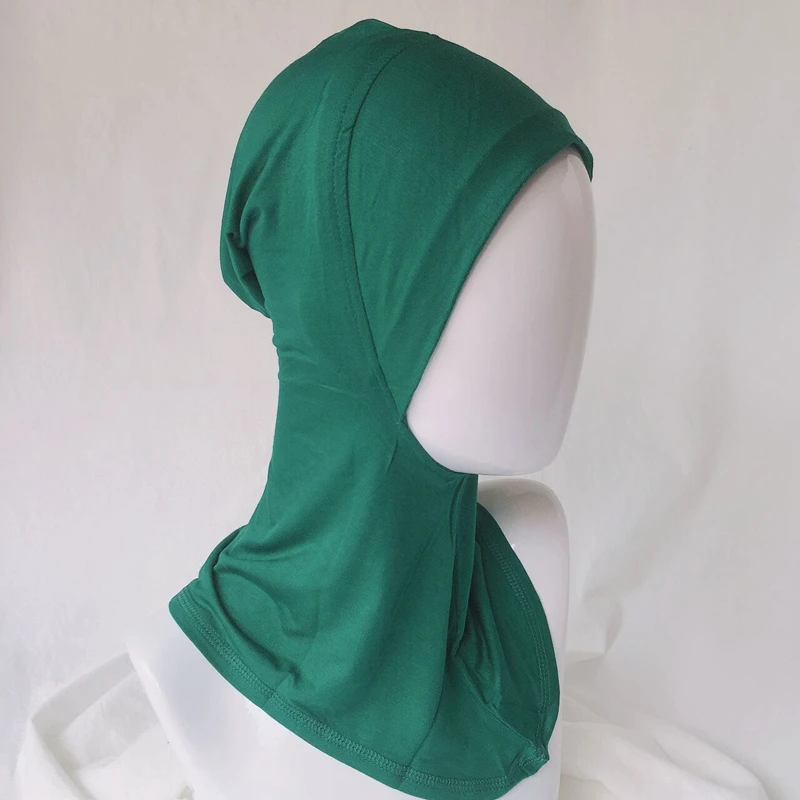 green inner jersey Цельный однотонный хиджаб в горошек, шарф большого размера, ислам, шаль для головы, мягкие длинные мусульманские хиджабы из смеси хлопка, простые хиджабы - Цвет: green inner jersey