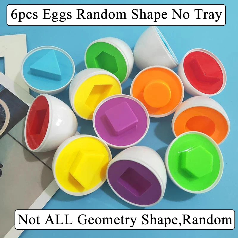 6pcs Random No Tray 6/12 шт., забавные игрушки, красочные, количество, совпадающая форма, набор яиц, игрушки для малышей, детские игрушки для малышей, игра-головоломка, подарки - Цвет: 6pcs Random No Tray