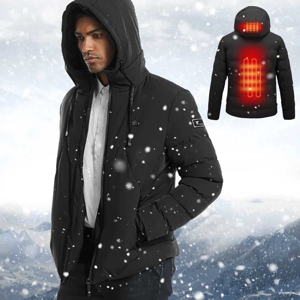 

Hot! New Winter Men Heated Jacket USB Charging Electric Hoodie Warm Thermal Heating Rechargeable Thick Outwear Outdoor Coat
