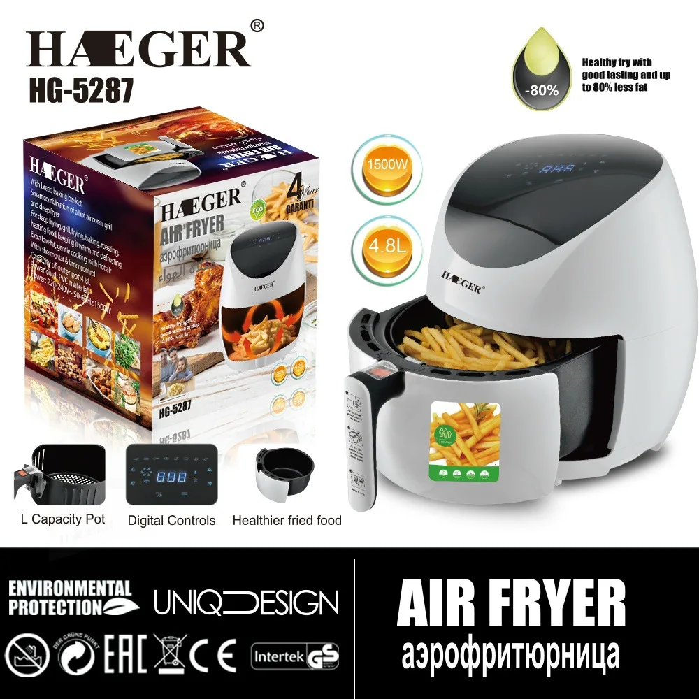 

EU Air Electric Fryer Household 4.8L Large-capacity Smoke-free French Fries Electric Oven Intelligent Touch Screen Display