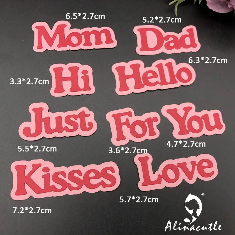 

Alinacutle Metal Cutting Die Cut Letters Kisses Love Dad Mom Hello Alphabet Scrapbook Paper Craft Handmade Album Card Punch Art