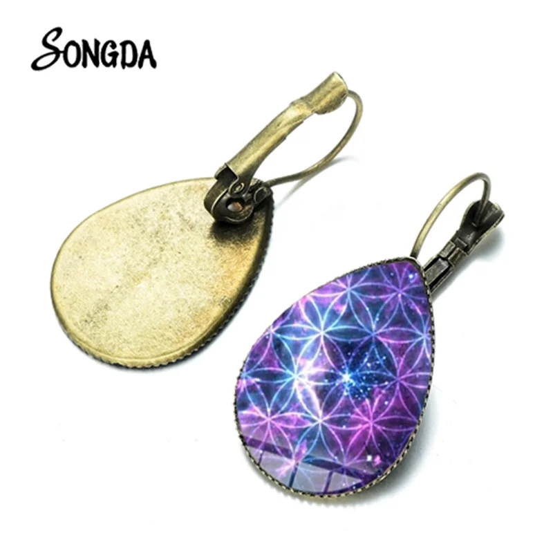 Серьги из хны Йога дзэн-буддизм Сакральная геометрия мандала цветок стекло