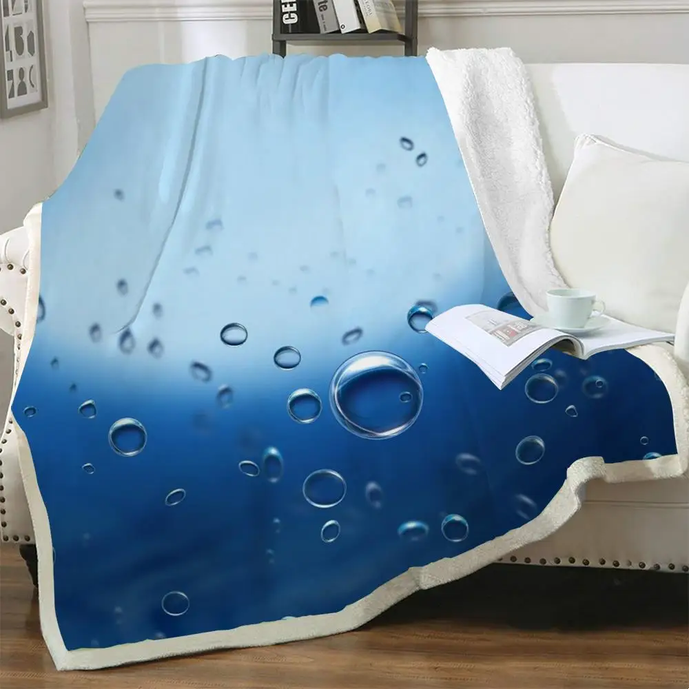 

NKNK Brank Raindrop Blankets Blue Bedding Throw Art 3D Print Novel Blankets For Beds Sherpa Blanket Fashion High Quality Pattern