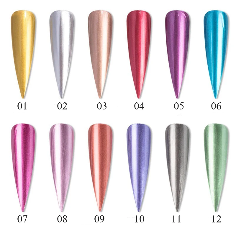 New 12 Colors Mirror Effect Metallic Lacquer Nail Polish Rose Gold Chrome Semi Permanent Hybrid Nail Art Design Varnishes