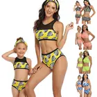 Семейный комплект для женщин и детей, комплект из двух предметов, спортивный купальник, бикини для мамы и дочки, купальный костюм, пляжная одежда с принтом