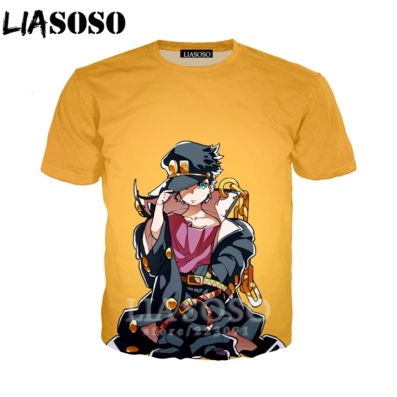 LIASOSO для мужчин женщин Kujo Jotaro Толстовка 3D принт аниме JoJo Необычные Приключения Футболка короткий рукав уличный Топ пуловер A317-07 - Цвет: 7