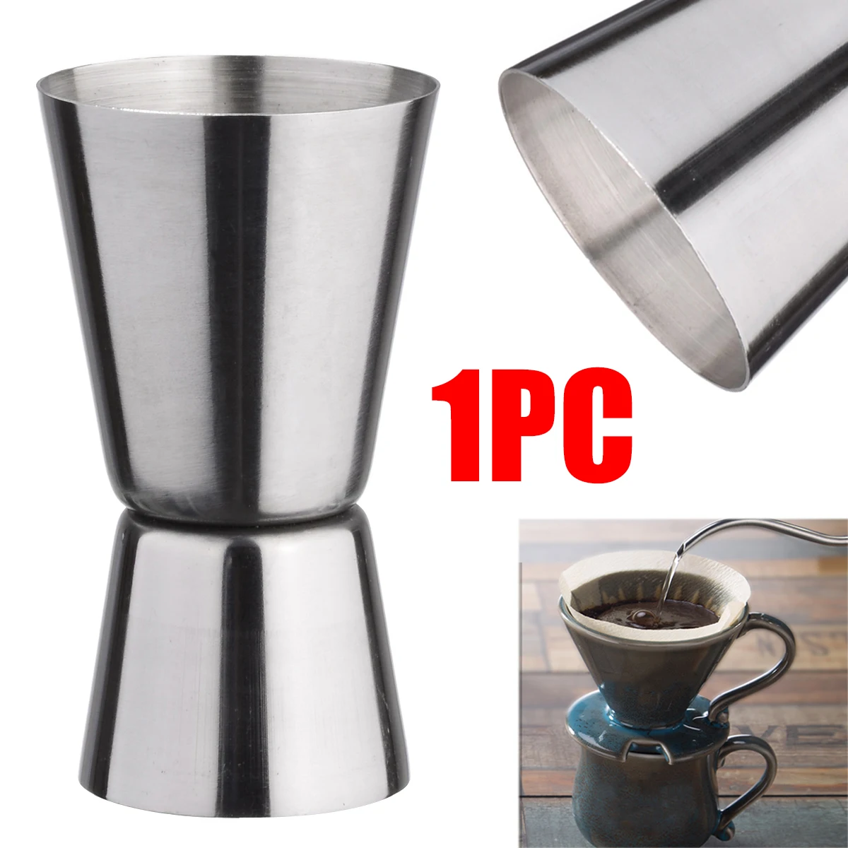 Двухсторонняя чашка для джиггера мерная ликера нержавеющая сталь коктейльный