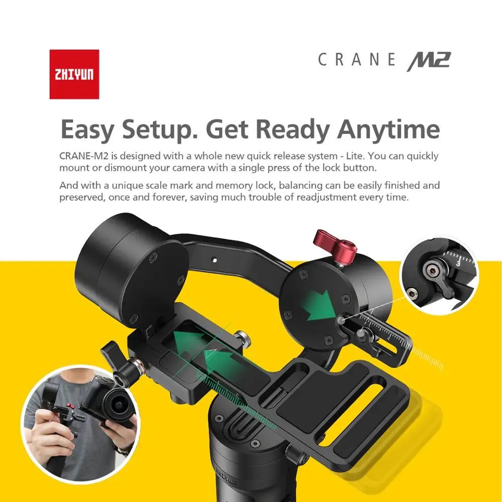 Zhiyun Crane M2 3 осевой ручной шарнирный стабилизатор для камеры GoPro Портативный все в