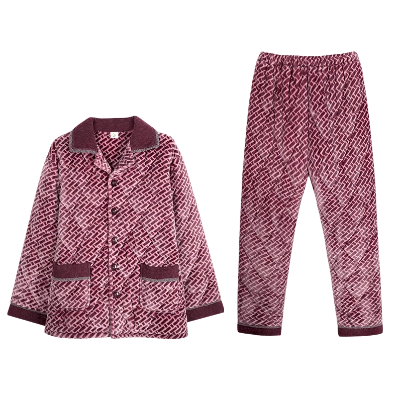 Зимняя трехслойная стеганая Пижама теплые мужские пижамные комплекты из толстой