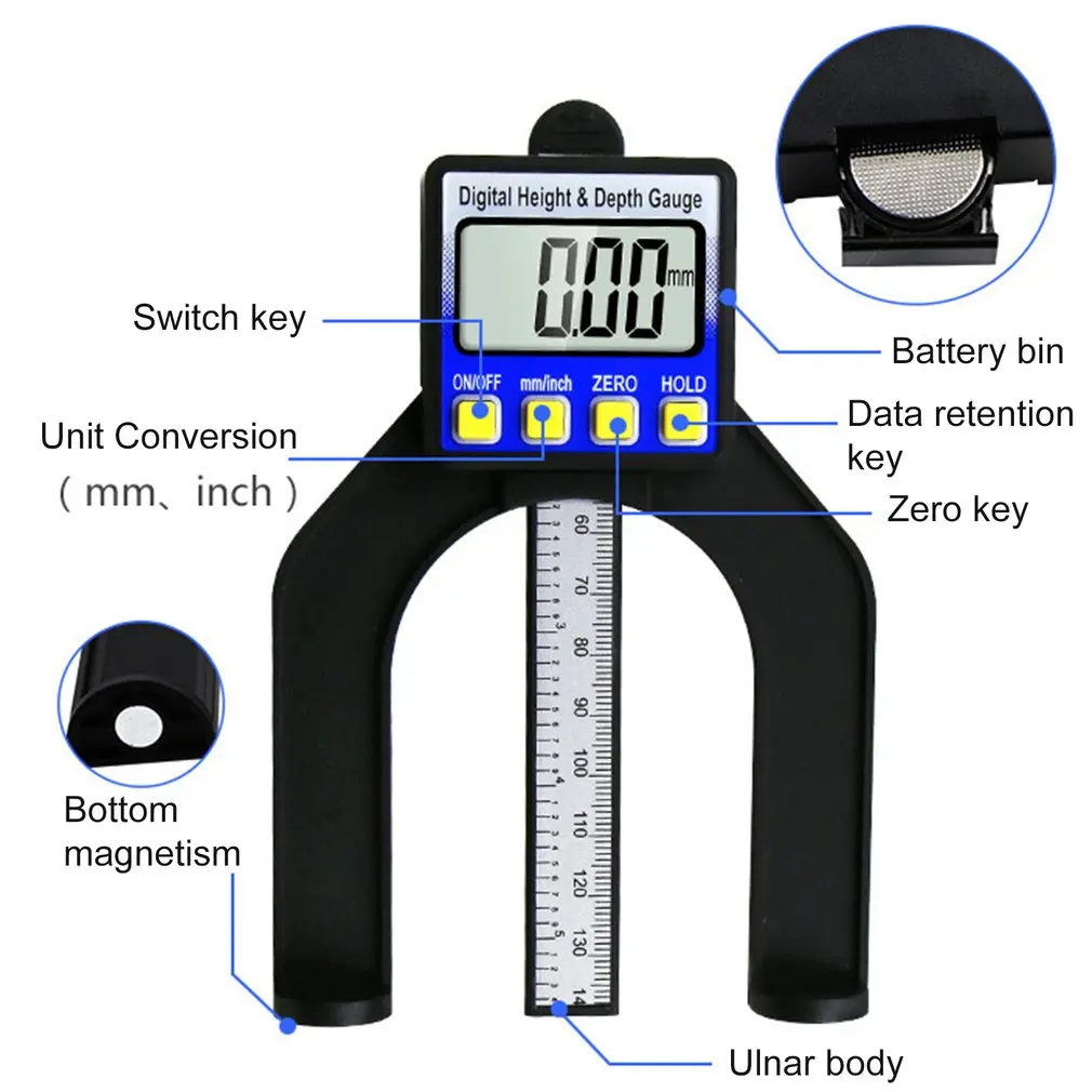 0 80 мм LCD цифровой датчик глубины деревообрабатывающие Штангенциркули