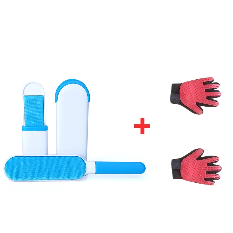 Red-all Новые Pet набор чистящих средств для ухода за 2 шт. комплект для профессиональной стрижки собак, котов перчатки удаления волос нежный Deshedding массажные перчатки для домашних животных идеальный набор - Цвет: Red-all