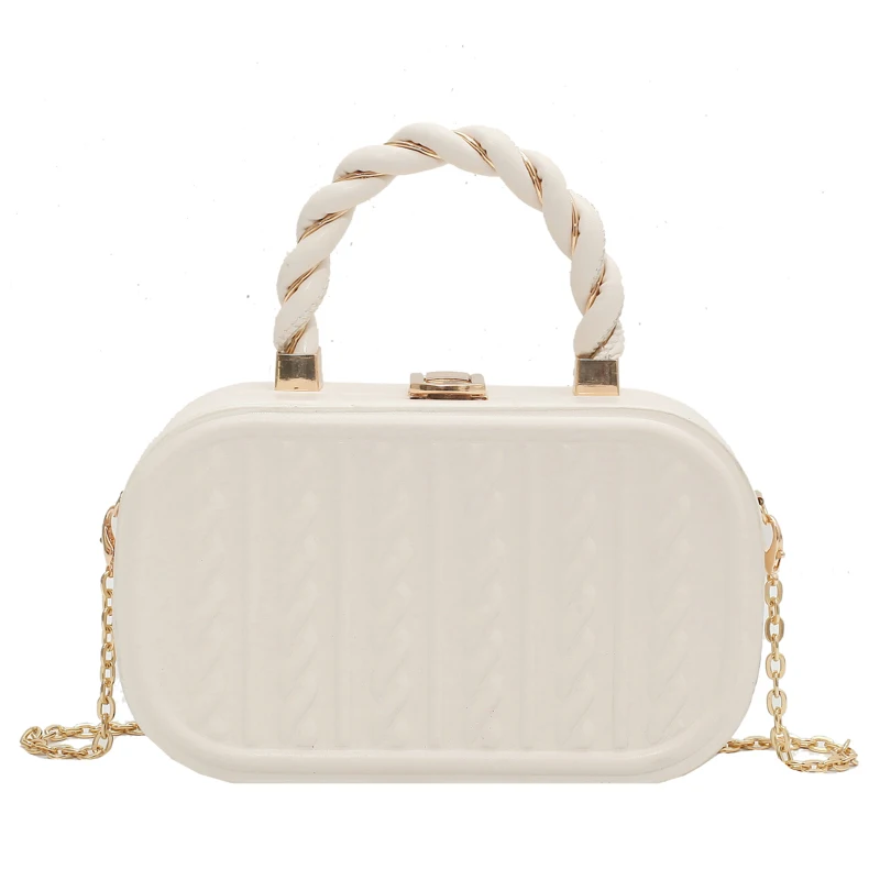 

Rope Handle PU Leather Small Box Crossbody Bags for Women 2021 Travel Fashion Simple Chain Shoulder Handbag and Purse