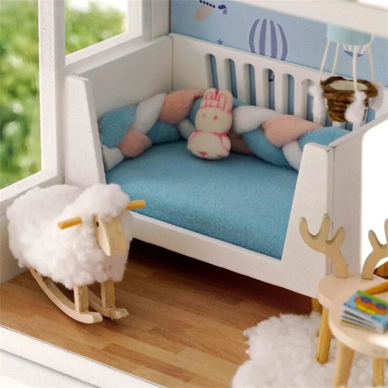 Сборка &quotсделай сам&quot игрушечный деревянный дом с Miniatura мебель для кукольных