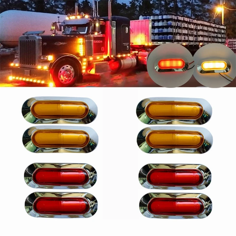 

4 LED Car Truck Side Marker Lights External Lights Warning Tail Light Brake Lamp J60F