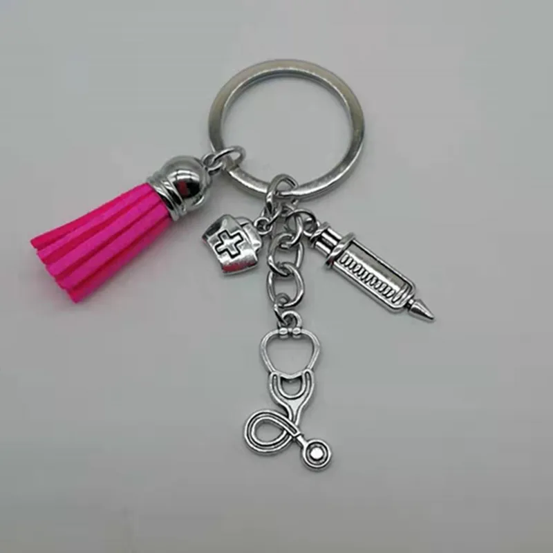 Новинка модный медицинский брелок для ключей шприц стетоскоп 13 цветов милый с