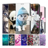 phone case for redmi 10x 4g 9a 9c note 9 10 pro max 9s 10s painted flip leather wallet card holder stand book cover coque etui