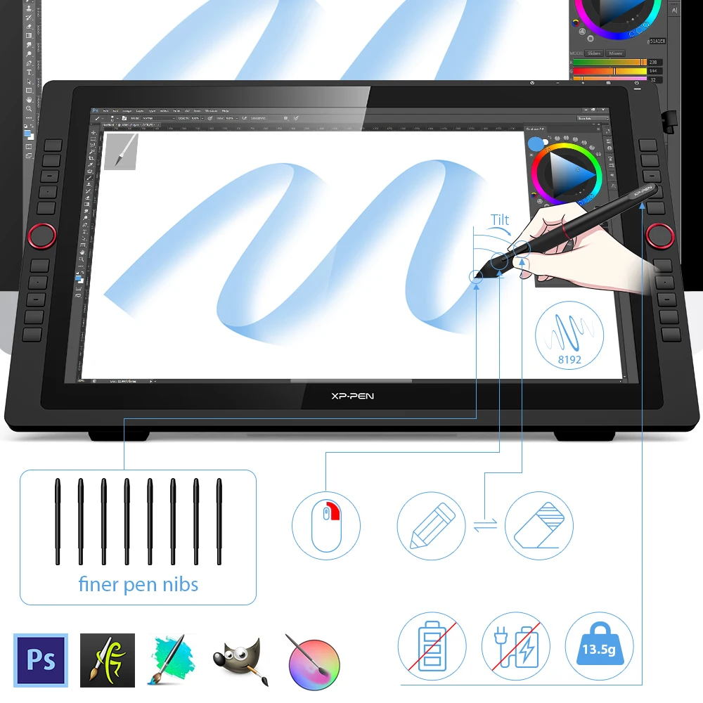 XP Pen Artist 22R Pro графический монитор планшет цифровой с наклоном клавишами быстрого