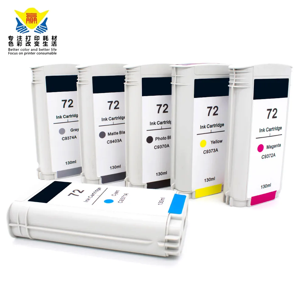 JIANYINGCHEN Восстановленный картридж для HP72 Designjet T610 T770 T795 T1100 T1120 (6 шт./лот)