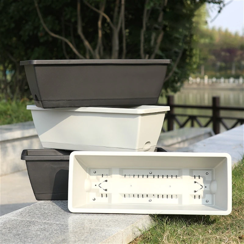 

Long Rectangle Breathable Seedling Tray Seed Starter Box for Gardening Bonsai Moisturizing Succulent Pots Simple Home