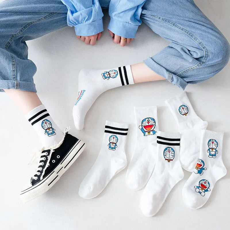 

Cute Socks Women Cotton White Socks School Girl Woman Striped Socks Funny Harajuku Cartoon Socks Kawaii White Socks Coartoon