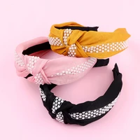 cute pearls headband for women sweet cross knotted bowknot girl head band pearl headbands baby fashion hair accessories mom gift
