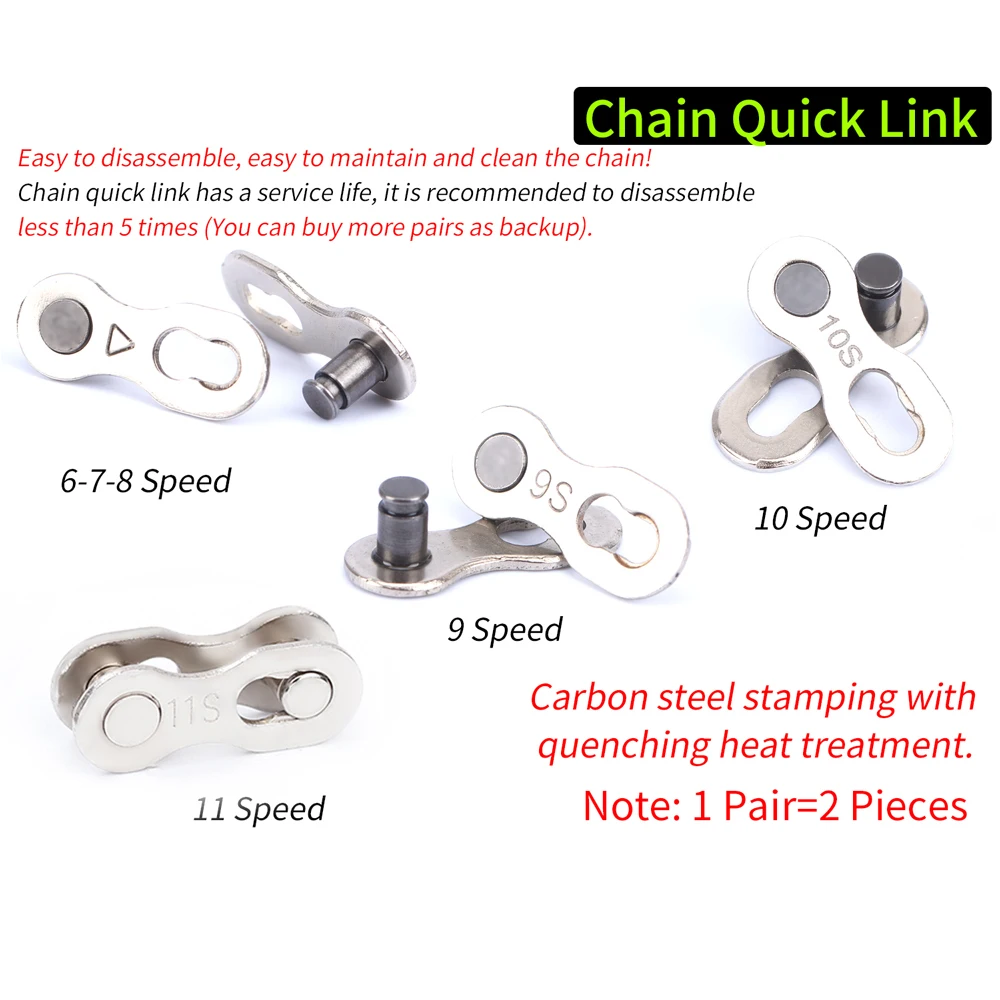 10 Pairs Bike Chain Quick Link Connector Lock Set MTB Road Bicycle Power Release Buckle for 6 7 8 9 11 12 Speed | Спорт и