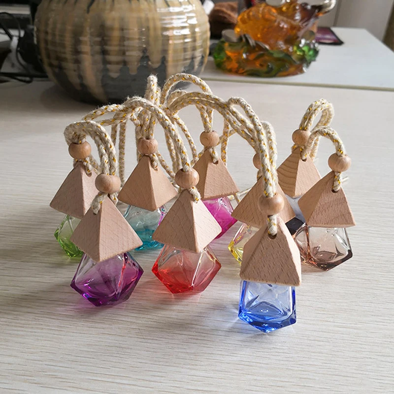 

Empty Glass Bottle Air Freshener Flavoring For Car essential oils Empty Hanging Refillable bottle Rearview Mirror Ornament