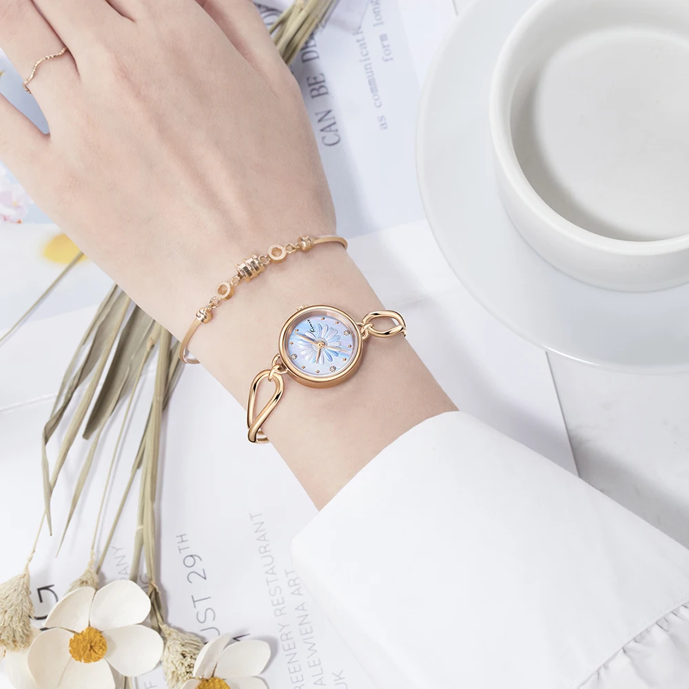 Часы KIMIO женские с маленьким циферблатом брендовые Роскошные наручные 3D-принтом