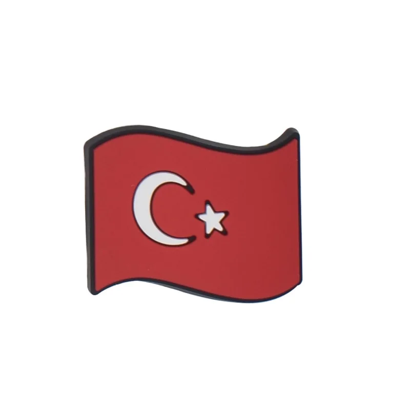 

100PCS/LOT Flag Cartoon Shoe Charms Accessories Decoration PVC Croc jibitz Buckle Kids Party Xmas Gifts Bracelets Buckles